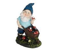 Relaxdays 2 gnomos de jardín con setas azul oscuro,verde oscuro,azul claro