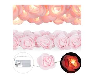 Relaxdays 2 guirnaldas luminosas con rosas LED fucsia,transparente