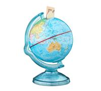 Relaxdays 2 huchas globo terráqueo giratorio amarillo,azul claro,rojo