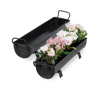 Relaxdays 2 jardineras exterior de metal antracita