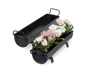 Relaxdays 2 jardineras exterior de metal antracita