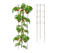 Relaxdays 2 Jaulas Tomates 120 cm, Guía Trepadora Hechas de Metal y Plástico, Tutores Plantas Cultivo 4 Anillos, Marrón