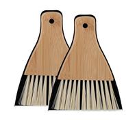 Relaxdays 2 Juegos Set 2 Escobas Mesa con Recogedor, Recogemigas Mantel, Barredor Escritorio, Encimera Bambú/Metal, Negro/Natural, 1,5 x 13 x 16,5 cm