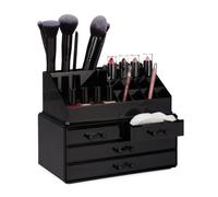Relaxdays 2 organizadores maquillaje con 4 cajones negro