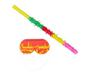 Relaxdays 2 Palos y 2 Antifaces para Piñatas amarillo,verde,rojo