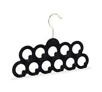 Relaxdays 2 Perchas Pañuelos, Organizador Accesorios, Cinturones o Corbatas, Terciopelo-Metal, 21x30x3 cm, Negro