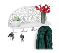 Relaxdays 2 percheros pared blancos con estante blanco,negro