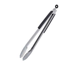 Relaxdays 2 pinzas barbacoa con mango madera negra negro,plata