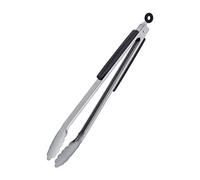 Relaxdays 2 Pinzas para Barbacoa, Acero INOX, Mango Madera, Plata/neg. | Pinzas de cocina largas para barbacoa y cocina, 38 cm, pinzas para asar con ojal