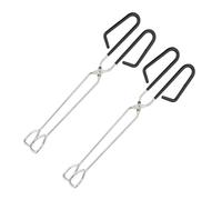 Relaxdays 2 Pinzas para Barbacoa, Tenazas Parrilleras, Mango Engomado, Cocina, Acero Inox., 33 cm, Plata/Negro