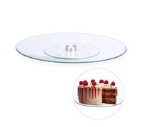 Relaxdays 2 Platos Giratorios Tartas para Servir y Decorar, Vidrio, Transparente, ∅ 30 cm