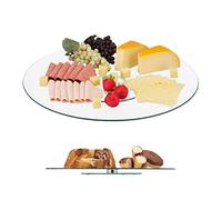 Relaxdays 2 Platos Giratorios XL, Bandejas Pasteles, Soportes Tarta, Aperitivos, Redondos, 45 cm, Cristal, Transparente