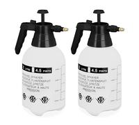 Relaxdays 2 Pulverizadores a Presión 2 L, Boquilla Ajustable Latón, para Agua y Herbicida, Botella Espray Jardín, Blanco/Negro