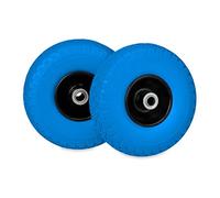 Relaxdays 2 Ruedas Carretilla, 3.00-4, Antipinchazos, Rueditas Recambio, para hasta 100 kg, Llanta Acero, Negro y Azul, Caucho, 26 x 7.5 x 7.5 cm