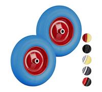 Relaxdays 2 Ruedas Carretilla 4.80 4.00-8, Neumáticos Goma, Llantas de Acero, Repuesto, Cargas de hasta 100 kg, Azul y Rojo