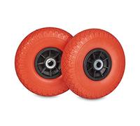 Relaxdays 2 Ruedas Carretillo, 3.00-4, 260x85mm, Neumático Goma Maciza Antipinchazos, Eje 20mm, hasta 80kg; Rojo y Negro