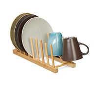 Relaxdays 2 Secaplatos, para 8 Platos, Tablas de Picar, Tapas de Ollas, Soporte Platos, Escurridor Vajilla Bambú, Natural
