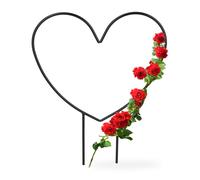 Relaxdays 2 soportes enredaderas forma de corazón negro