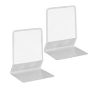 Relaxdays 2 Sujetalibros rejilla metálica blanca M blanco