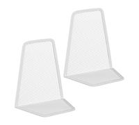 Relaxdays 2 Sujetalibros rejilla metálica blanca M blanco