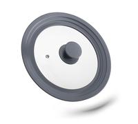 Relaxdays 2 Tapas Sartén Universales, Tapaderas Olla, Salida de Vapor, Cristal y Silicona, Ø 20-24 cm, Gris