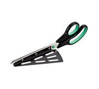 Relaxdays 2 tijeras para pizza con elevador verde,negro,plata
