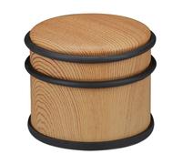 2 topes para puertas y ventanas pesadas, acero inoxidable y goma, efecto madera, tope de suelo alto, diámetro de 9,5 cm, color marrón