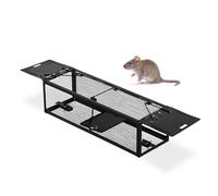 Relaxdays 2 trampas vivas para Ratones, amigables con los Animales, Reutilizables, Trampa de Jaula, HBT 11 x 39 x 12,5 cm, Negra