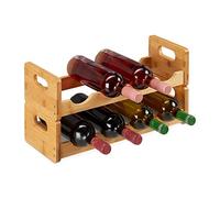 Relaxdays 2 x Botelleros, Soportes 8 Botellas Vino Ahorro Espacio, Horizontales, Estantes Botellas Bambú, 24 x 47 x 18 cm, Natural