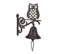 Relaxdays 2 x Campana de pared decorada con búho marrón oscuro