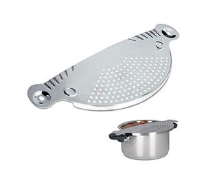 Relaxdays 2 x colador de Acero Inoxidable, 32,5 x 13 cm, colador, para ollas y Cuencos, Almacenamiento Compacto, Metal, Plateado