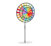 Relaxdays Pack 2 Molinillos de Viento Arcoíris para Jardín, Terraza y Niños, Poliéster, Multicolor, 73,5 x 35,5 x 15 cm