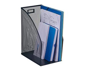 Relaxdays 2 x organizador vertical, DIN A4, diseño de malla, 32 x 16 x 24,5 cm, oficina y hogar, archivador, metal, antracita