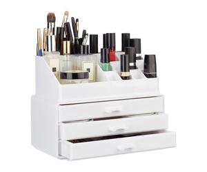 Relaxdays 2 x Organizadores maquillaje pequeños blanco