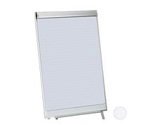 Relaxdays 2 x Papel para flipchart, Papel Liso para moderación, Bloc de 50 Hojas, 60 g/m², 6 Perforaciones, 57,5 x 81 cm, Blanco