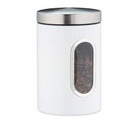 Relaxdays 2 x Recipiente de Almacenamiento, 1,4 L, con Tapa y Ventana, para Café, Harina, Pasta, Bote para Cocina, Metal, Blanco