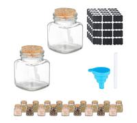 Relaxdays 20 Botes especias cristal y corcho marrón claro,transparente