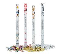 Relaxdays 20 cañones de confeti para fiestas blanco,oro,plata