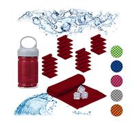Relaxdays 20 Toallas Gimnasio Enfriamiento, Pack de 2, para Deporte, Microfibra, Poliéster-PP, 90 x 30 cm, Rojo