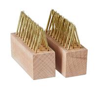 Relaxdays 20 x Limpia Juntas Cepillos Acero de Recambio, Madera-Acero, Marrón Natural, 7,5 x 10 x 3,5 cm