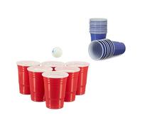 Relaxdays 200 vasos de beer pong blanco,azul,rojo