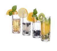 Relaxdays, 200ml, Set de Cuatro Vasos Largos, Diseño Elegante, Cristal, Pulido, Transparente