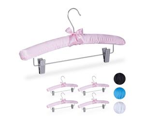 Relaxdays 20x Perchas forradas de raso con pinzas rosa,plata