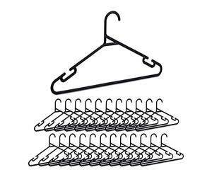 Relaxdays 24 Perchas de Ropa Ultrafinas, Colgadores con Varilla para Pantalones y Muescas, Plástico Reciclado, Negro