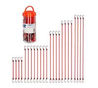 Relaxdays Pulpos Elásticos con Ganchos para Equipaje, Set de 24, Tensores Bicicleta, 5 Tamaños, Cuerdas Sujeción, Rojo