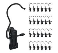 Relaxdays Perchas para Botas, Set de 25, Pinzas Engomadas para Colgar Zapatos, Ganchos Giratorios 360º, Metal, Negro, 10,5 x 5 x 2 cm