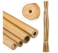 Relaxdays 25 Varas de Bambú, Tutores para Plantas, Bambú Natural, 150 cm, Decorativas, para Manualidades, Marrón Natural