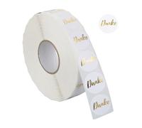 Relaxdays 2500 pegatinas de agradecimiento DANKE blanco,oro