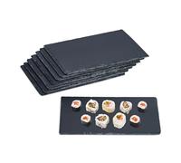 Relaxdays 26 x 16 cm en Juego de 8 Unidades Set de 8 Platos de Pizarra, para Servir y Escribir, Buffet, Bandeja Piedra Rectangular, Antracita