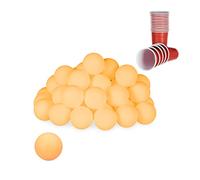 Relaxdays 288 Pelotas Ping Pong, Bolas de Plástico Tenis de Mesa, sin Impresión, Beerpong, 38 mm Ø, Naranja